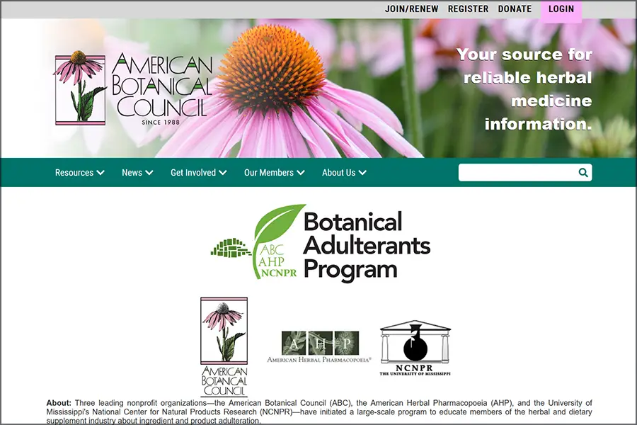 American Botanical Council website